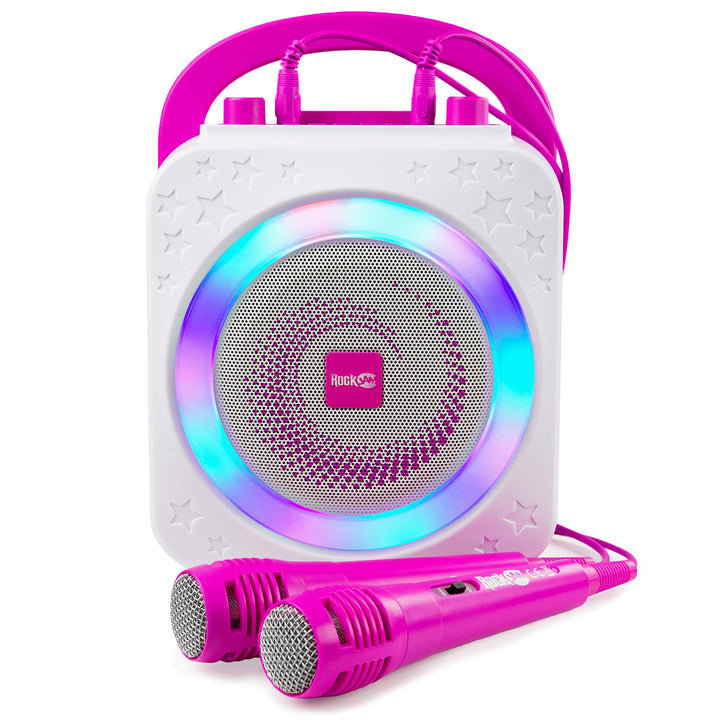 RockJam 10-Watt Rechargeable Bluetooth Karaoke Machine with Two Microphones, Voice Changing Effects