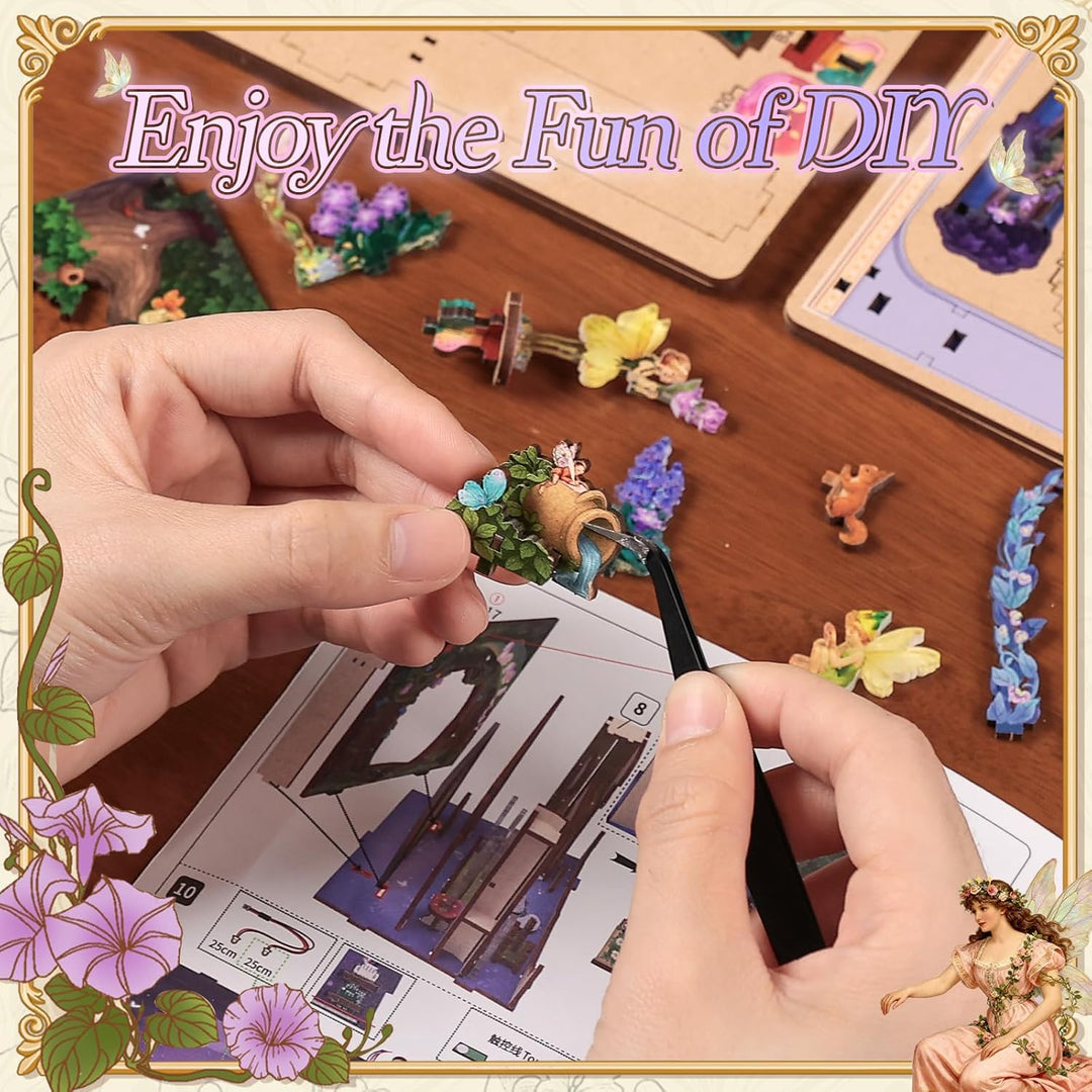 CUTEBEE Miniatur Haus Selber Bauen, 3D Holzpuzzle für Erwachsene, DIY Book Nook Kit, Shakespeare lit