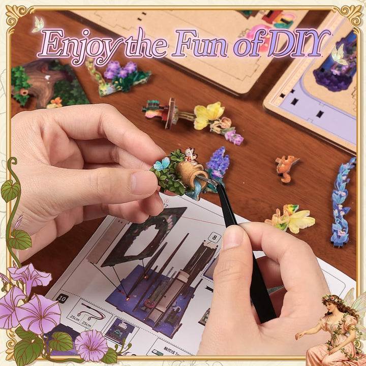 CUTEBEE Miniatur Haus Selber Bauen, 3D Holzpuzzle für Erwachsene, DIY Book Nook Kit, Shakespeare lit