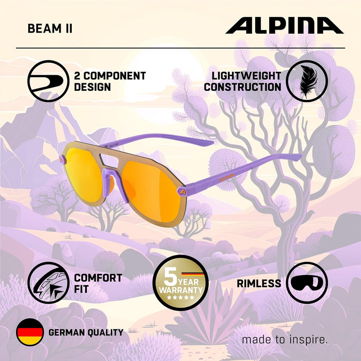 ALPINA BEAM II - Verspiegelte und Bruchsichere Sonnenbrille Mit 100% UV-Schutz Für Erwachsene Einhei