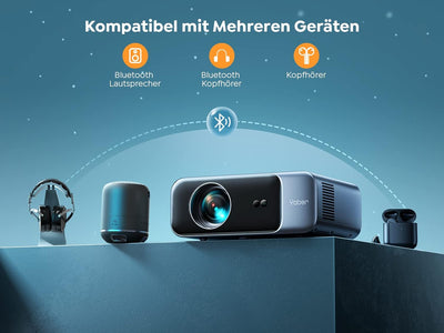 【Autofokus/Trapezkorrektur】 Beamer, Full HD 1080P WiFi6 Bluetooth Beamer 4K Unterstützt, YABER Pro V