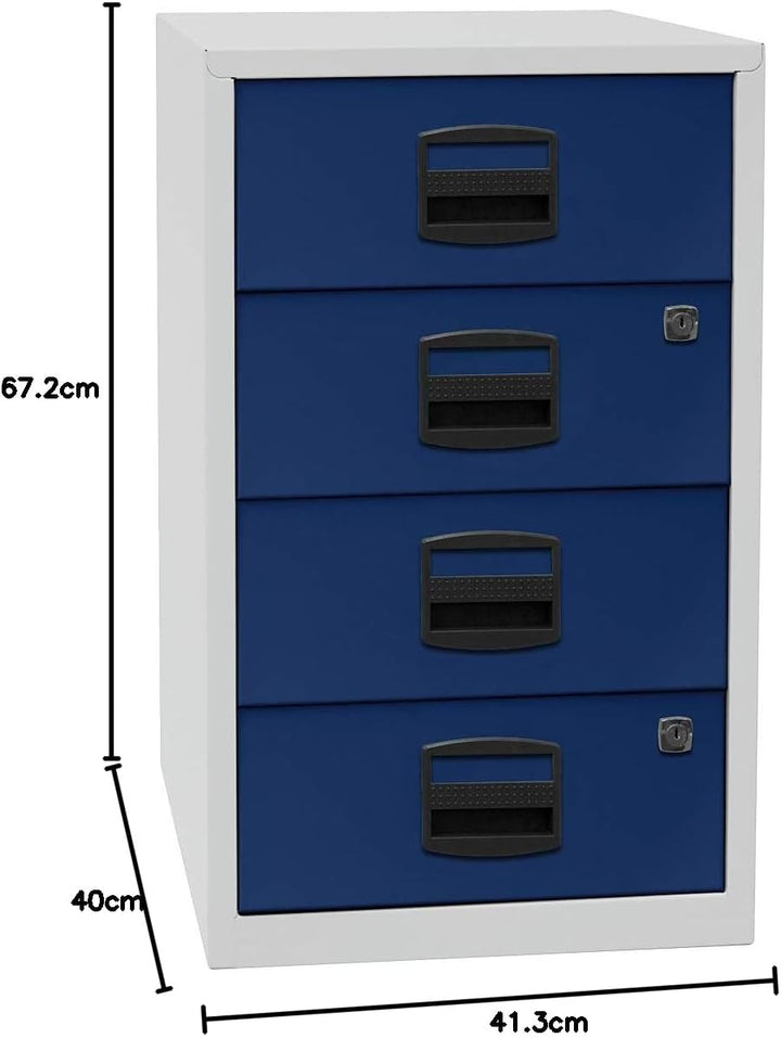 Bisley Home Beistellschrank PFA, 4 Universalschubladen, Metall, 506 Korpus Lichtgrau, Fronten Kardin