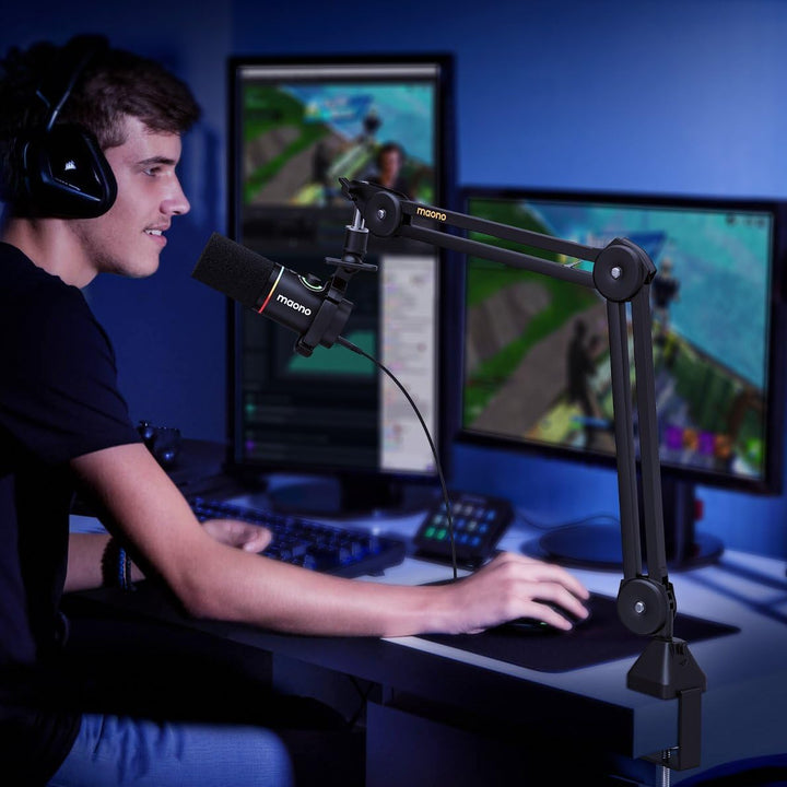 MAONO Mikrofon Arm, verstellbar mit 3/8"-5/8" Adapter, für Blue Yeti、HyperX QuadCast、SoloCast、Elgato