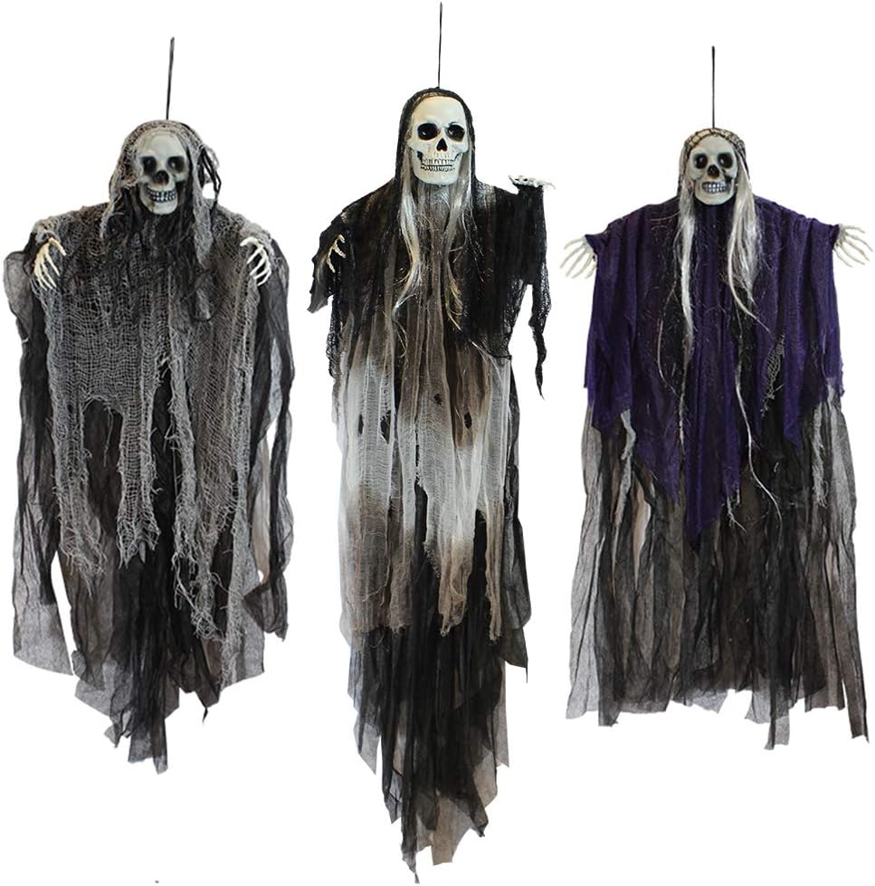 JOYIN 3 Stück Halloween Sensenmann Dekoration zum Aufhängen, Halloween Sensenmann Hängegeister für S
