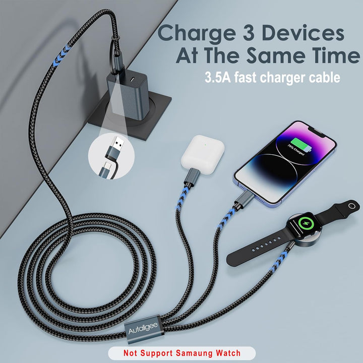 2er-Pack 3-in-2 Ladegerät für apple watch ladekabel(1.2m),USB C multi ladekabel für apple watch Ultr