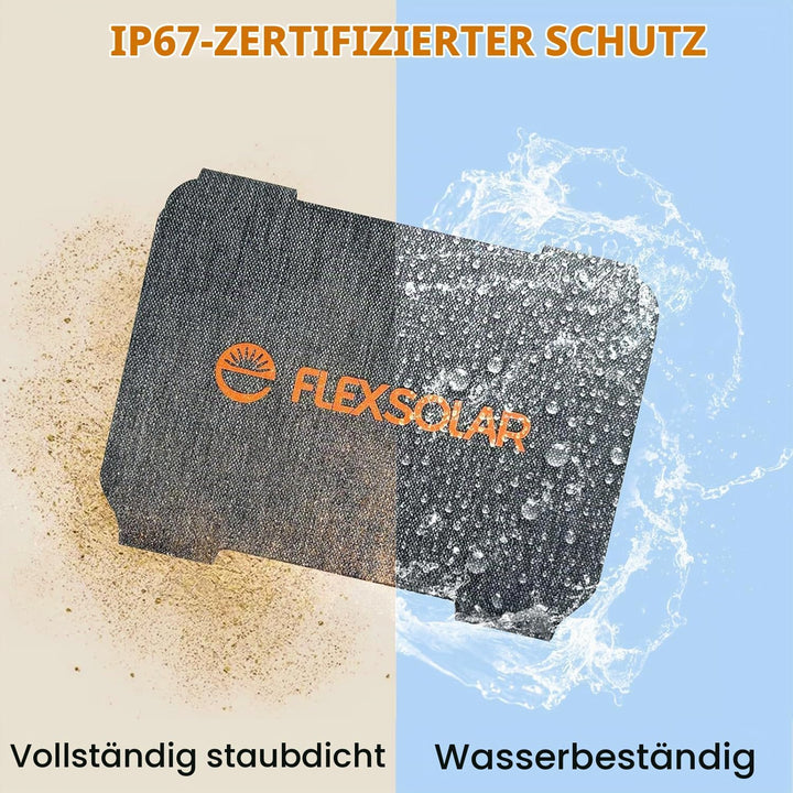 FlexSolar 10W Tragbares Solarpanel USB-A, IP67 wasserdicht &amp; robust, mobiles Laden für Smartphones,