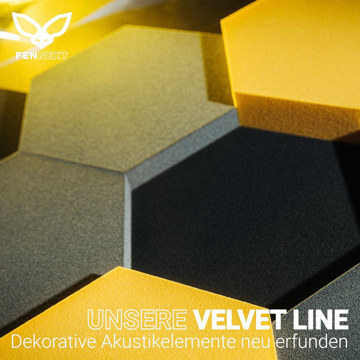 FENNEXT ® Velvet Schallabsorber Wand - Dekorative Hexagon Akustikpaneele für Gaming, YouTube Studio,