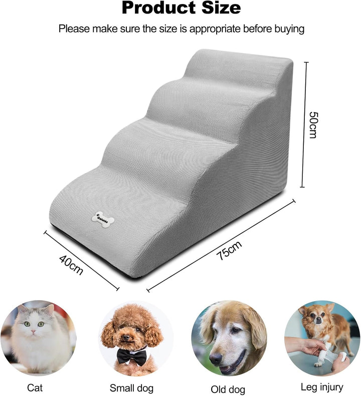 Galatée Haustiertreppe, Abnehmbare und Waschbare Hundetreppe mit 4 Stufen, Rutschfeste Haustierrampe