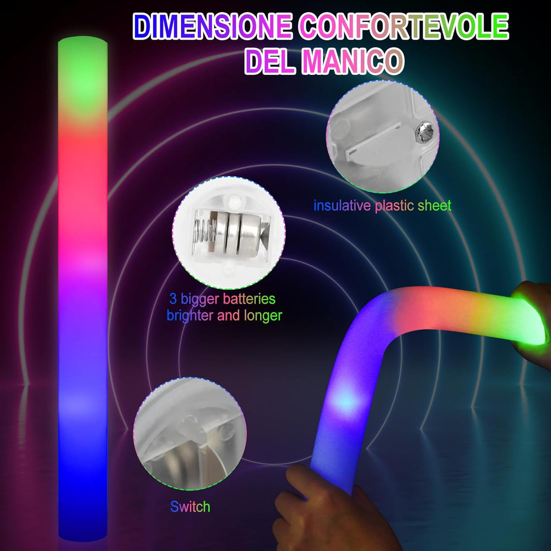 50Stück Leuchtstab LED Set,Weihnachten Mehrfarbig Schaumstoff Blinkstäbe,Knicklichter gross,Leuchten