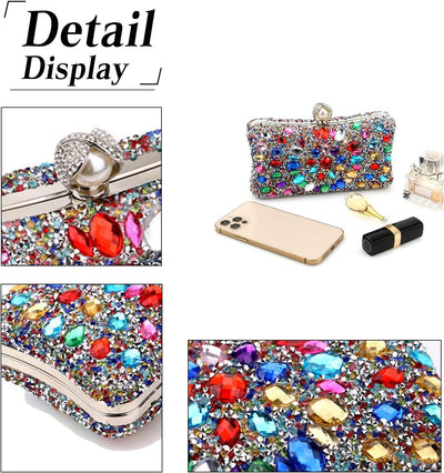 CORIOS Strass Clutch für Damen Shiny Abendtasche Diamant Clutch Tasche Kette Schultertasche Elegante