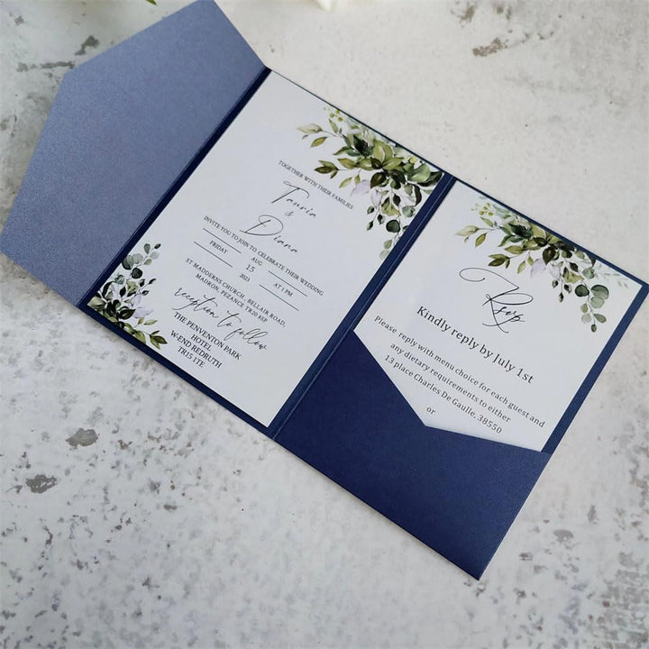 MillaSaw Einladungskarten blau 5 x 7 cm mit Umschlag für Hochzeit Brautdusche Geburtstag Dankeskarte