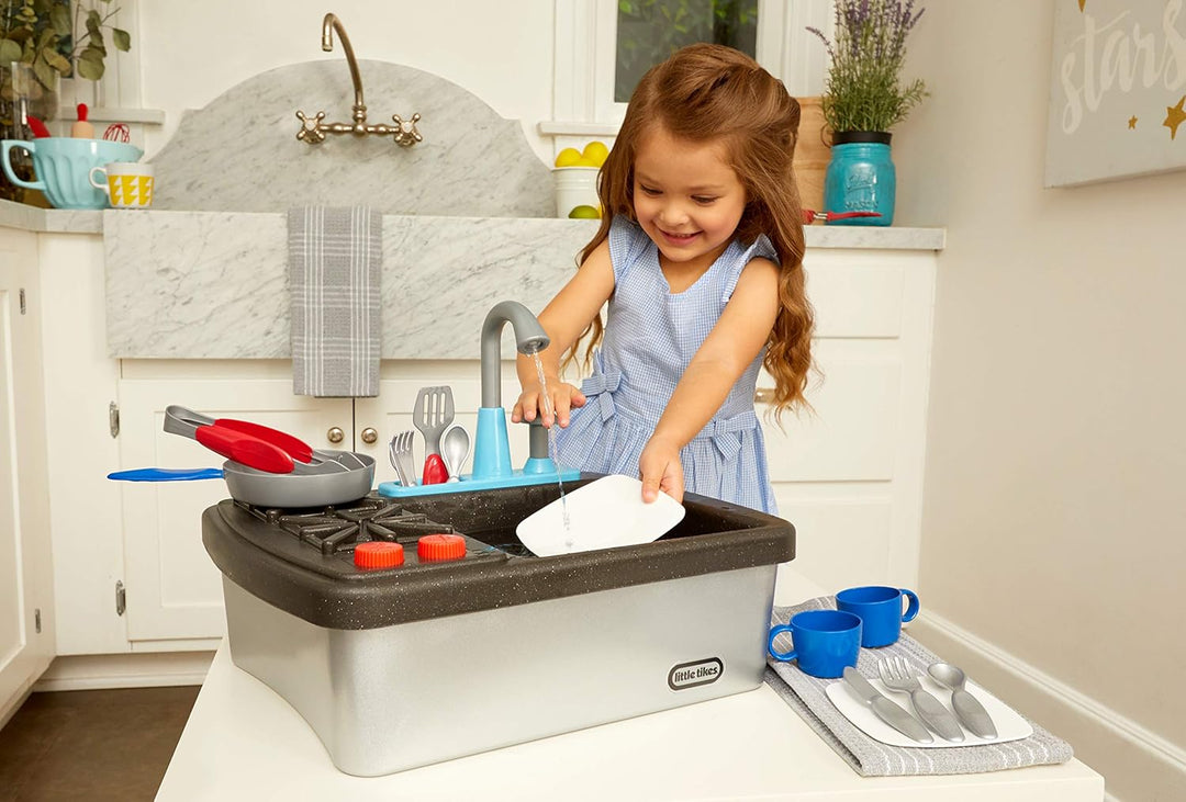 little tikes 654497E7C First Sink & Stove - Interaktiv & Realistisch mit Geräuschen - Schein-Spielge