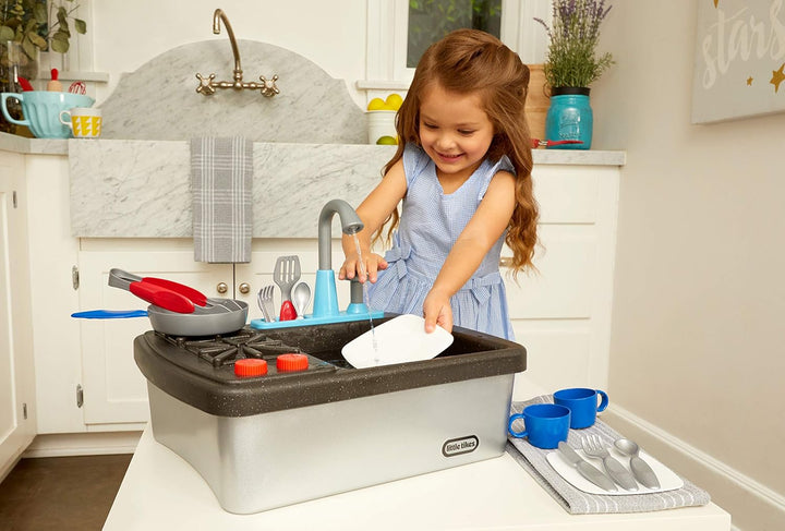 little tikes 654497E7C First Sink & Stove - Interaktiv & Realistisch mit Geräuschen - Schein-Spielge