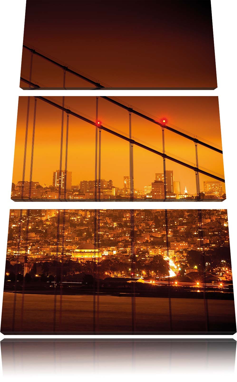 Pixxprint San Francisco Skyline/Format: 3-Teiler (120x80cm) cm/Leinwandbild fertig bespannt Wandbild