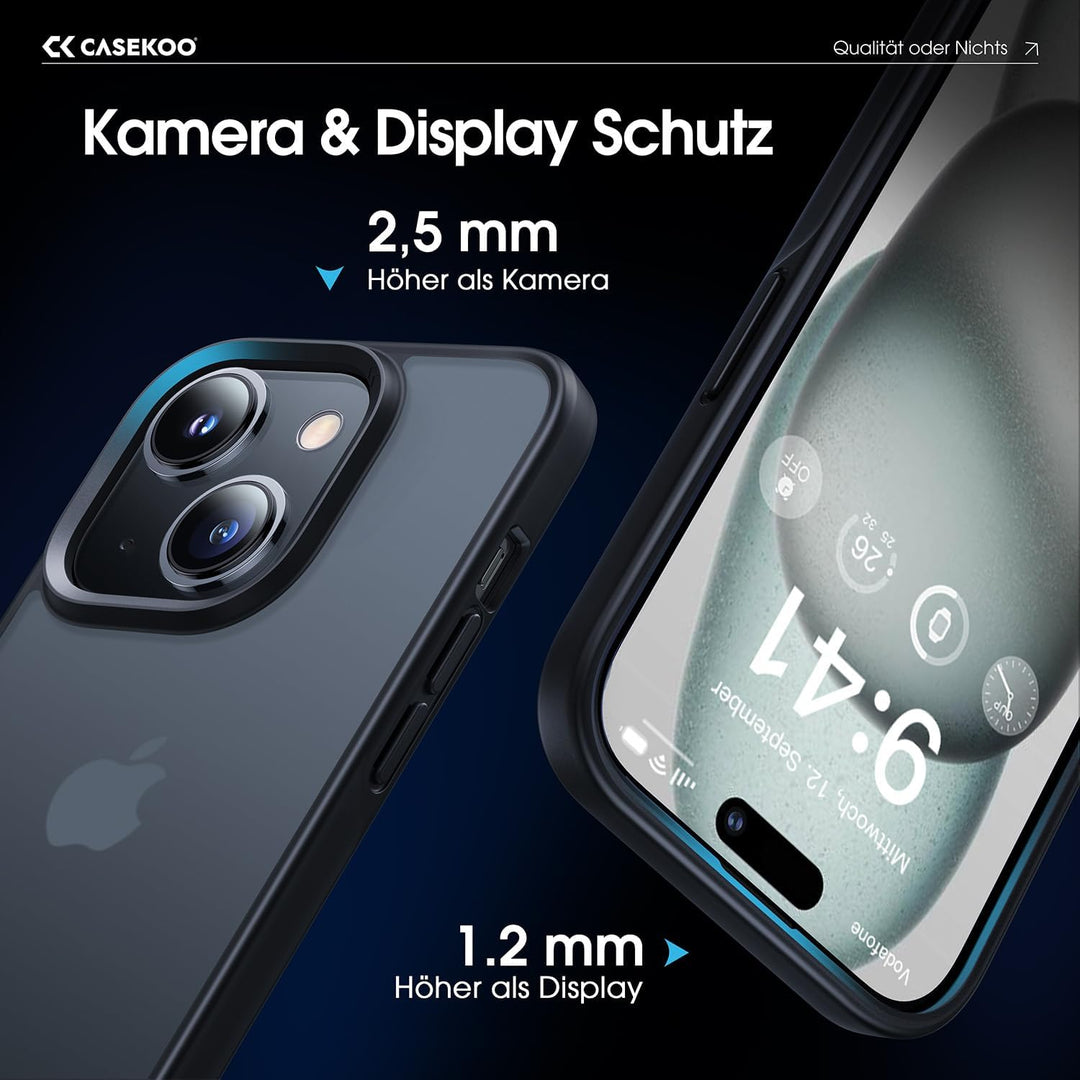 CASEKOO Matt Power für iPhone 15 Hülle [TOP Militärschutz] Stossfeste Kratzfeste Schutzhülle (Anti-F