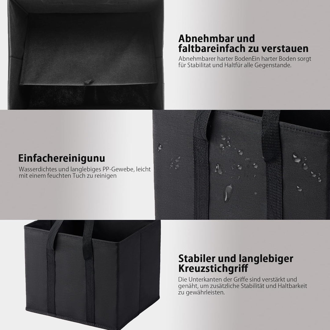 VENO 3-er Pack wiederverwendbare Einkaufstaschen, Einkaufswagentaschen, Lagerboxen, Kofferraum-Organ