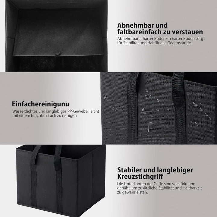 VENO 3-er Pack wiederverwendbare Einkaufstaschen, Einkaufswagentaschen, Lagerboxen, Kofferraum-Organ