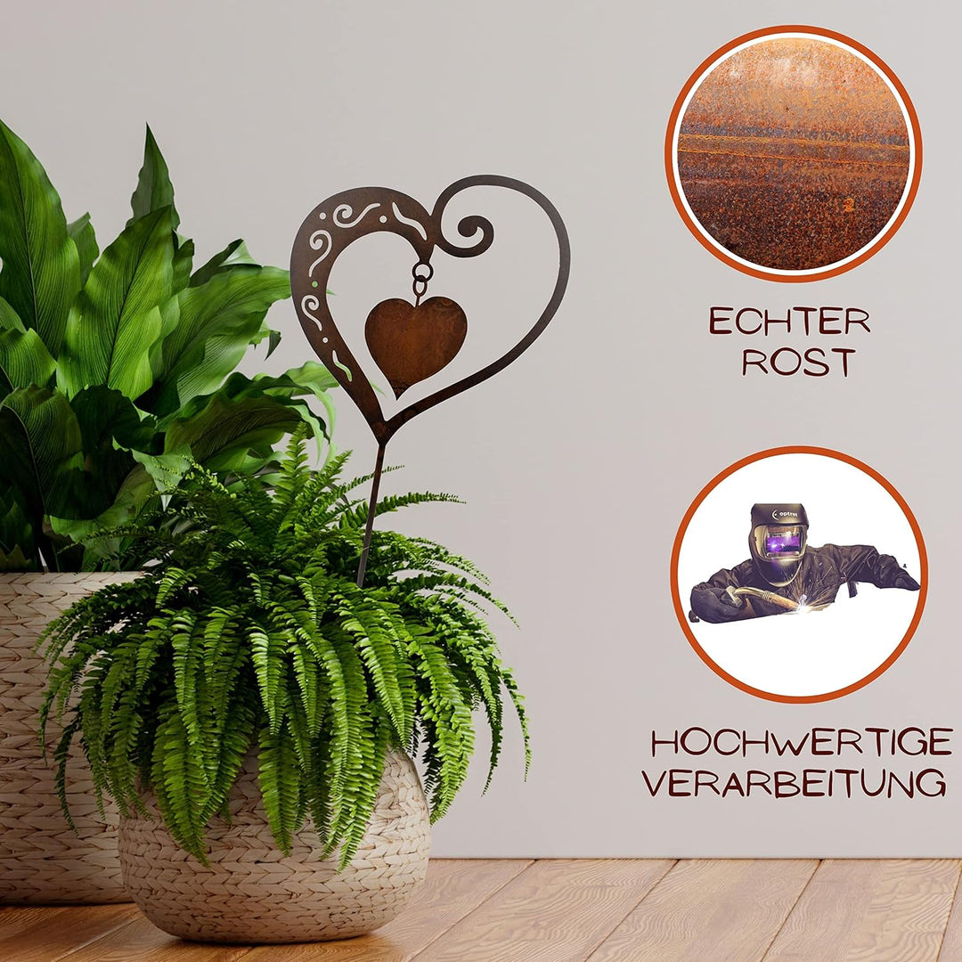 Rostikal Rost Gartenstecker Herz Deko 62 cm Gartendeko Vintage Deko Wohnzimmer Geschenk Hochzeit