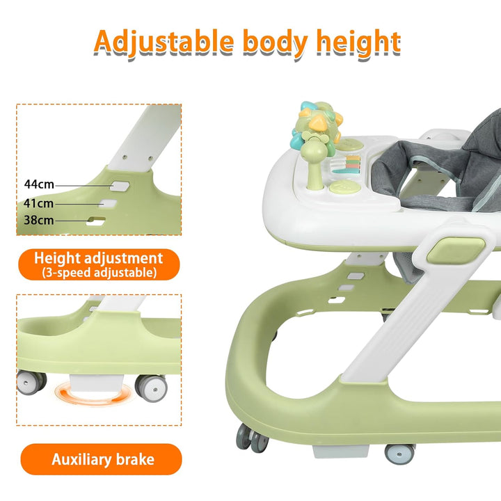OHMG Babywalker Lauflernwagen, 5-in-1, Wippfunktion, Babywalker mit Rollen, Licht, Musik, Spielplatz