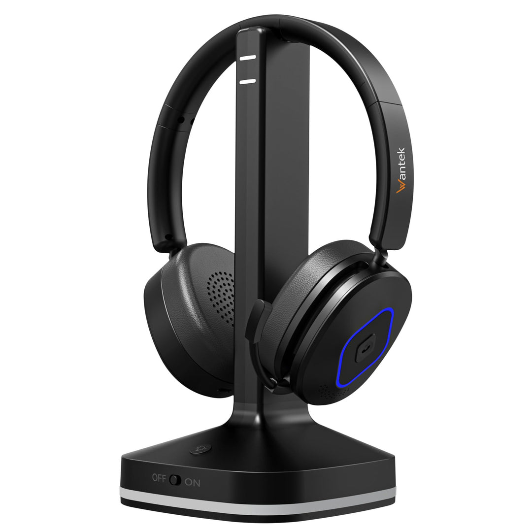 Wantek Bluetooth Headset mit Mikrofon &amp; USB Dongle, Akku 45h+, Wireless Headset PC mit Noise Cancell