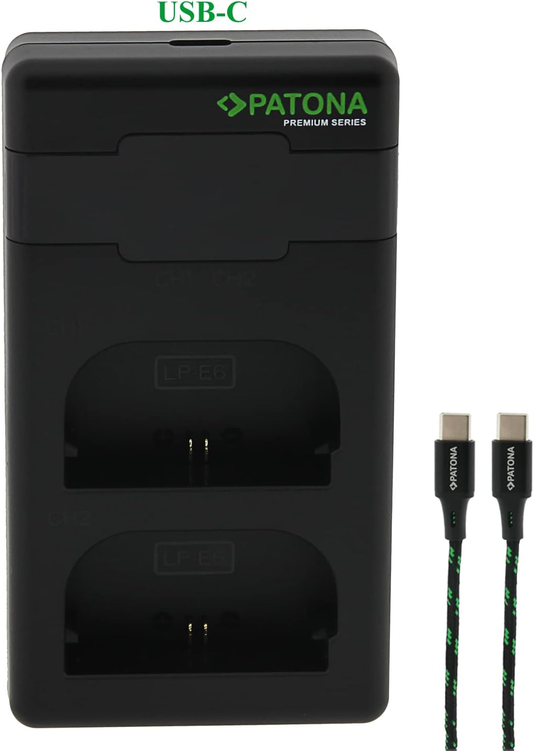 PATONA LP-E6NH LP-E6N LP-E6 - PD Performance Akku Ladegerät (1500mA) USB Mini Dual LCD - USB-C PD/QC