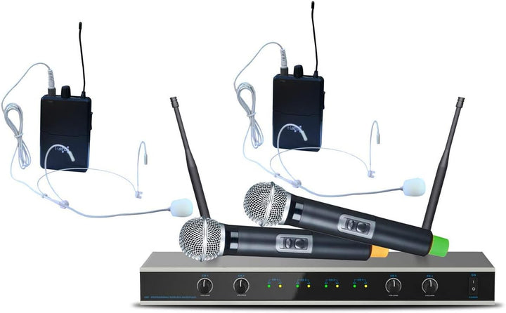 E-Lektron IU-4011MH digital UHF Funkmiktrofon System mit 2X Hand-Mikrofon + 2X Headset-Mikrofon drah