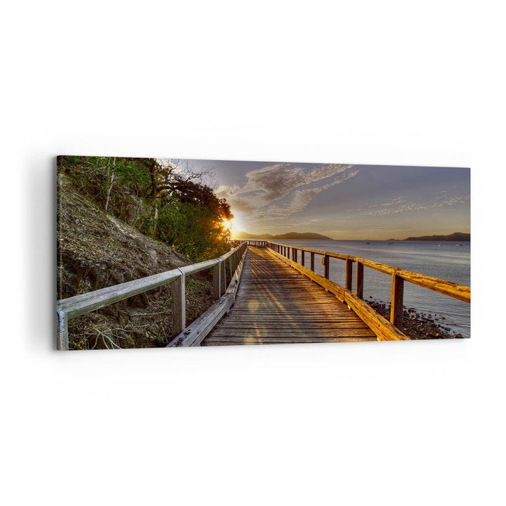Wandbilder Dekoration Wohnzimmer Fussgängerbrücke Himmel Wasser Panorama Bilder auf Leinwand 120x50c
