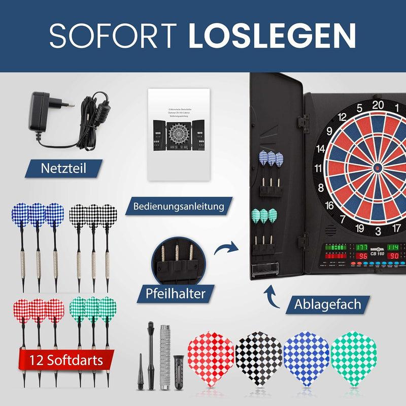Elektronische Dartscheibe Dartona CB160 Cabinett | Offizielle Turniergrösse | Dartscheibe elektronis