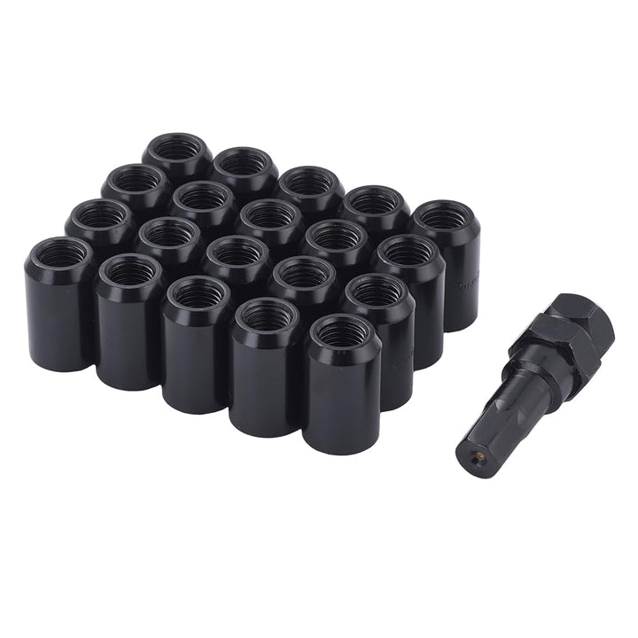 20 Stück Kegel 60° Schmal Sechskantschlüssel Stahl Lug Nuts M12 x 1,25 Radmuttern (Schwarz), Schwarz