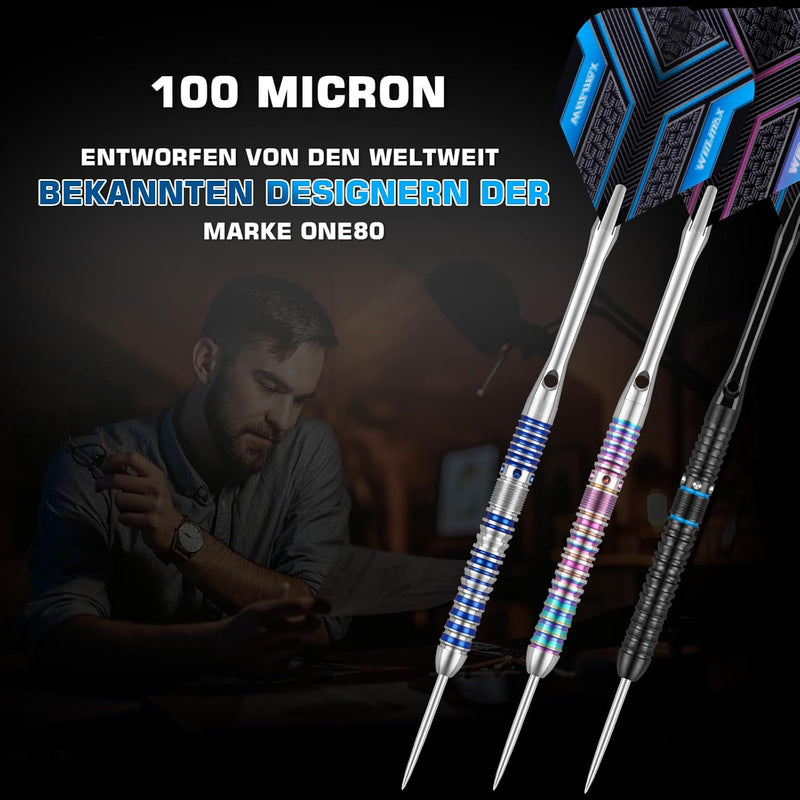 WIN.MAX Dartpfeile mit Metallspitze 90% Tungsten 3 Stück 90% Wolfram Stahl Darts 18-28 Gramm Dart pr