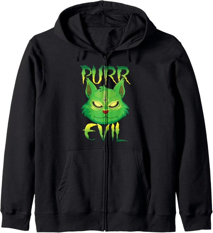 Satanische Katze Kätzchen Purr Evil 666 Pentagramm Halloween Kapuzenjacke