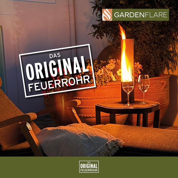 Tischkamin Outdoor – Rauchfreies Edelstahl Tischfeuer und Feuerrohr für Balkon &amp; Terrasse – Hochwert