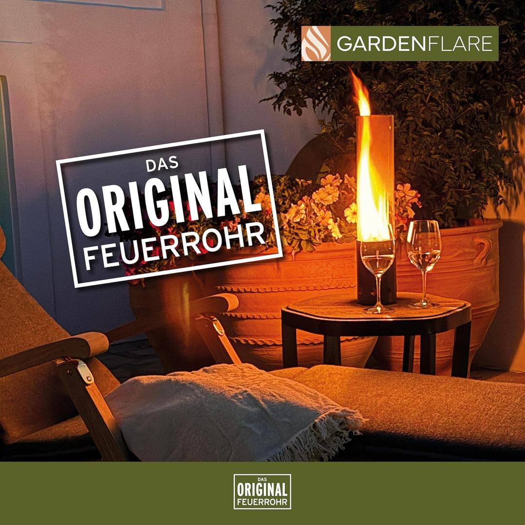 Tischkamin Outdoor – Rauchfreies Edelstahl Tischfeuer und Feuerrohr für Balkon &amp; Terrasse – Hochwert