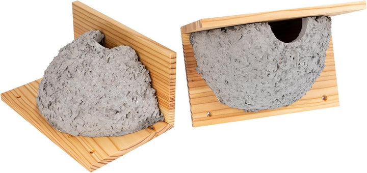 Mehlschwalben Nest - Nistkasten aus Holzbeton und Lärche geölt