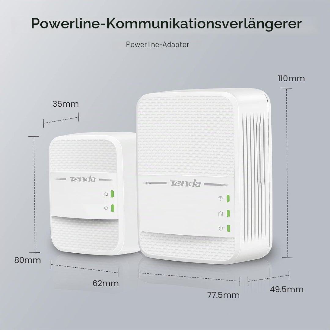 Tenda PH10 Powerline Adapter Kit AV1000 + AC750 WLAN Gigabit Steckdose (1000 Mbit/s LAN+ 750 Mbit/s