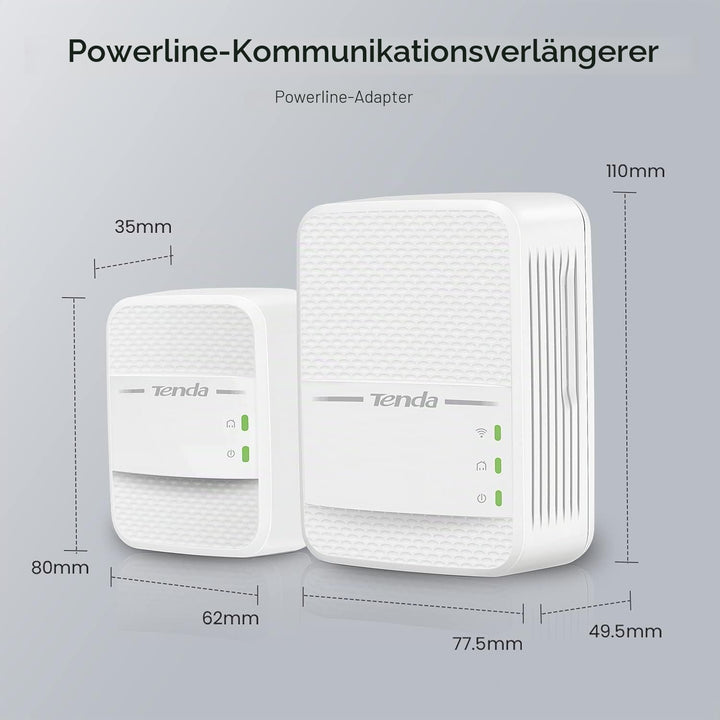 Tenda PH10 Powerline Adapter Kit AV1000 + AC750 WLAN Gigabit Steckdose (1000 Mbit/s LAN+ 750 Mbit/s