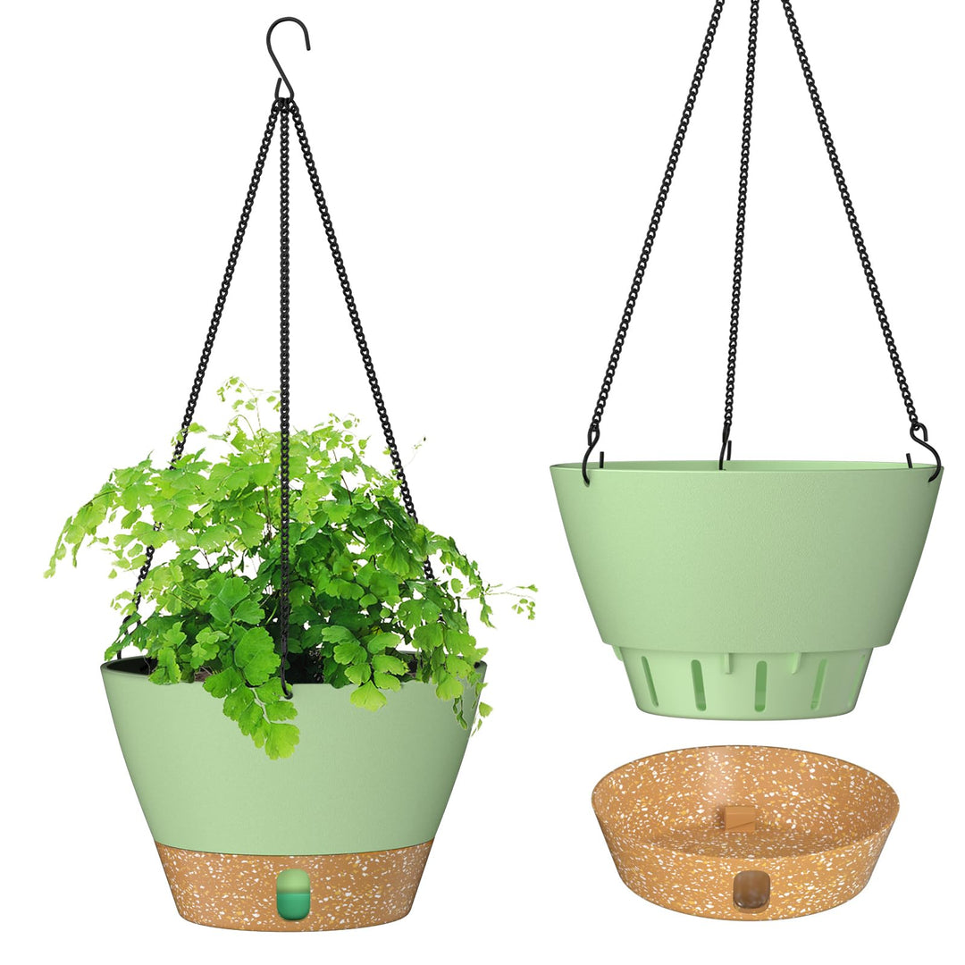 ZMTECH Hängeampel, 2er-Set Φ25cm Blumen Hängetopf, Kunststoff Blumenampel Aussen mit Untersetzer für