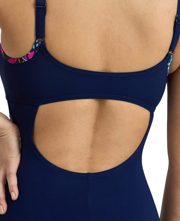 ARENA Damen Women's Bodylift Swimsuit Francy Strap Back Panel One Piece Swimsuit 38 Navy-freak Rose