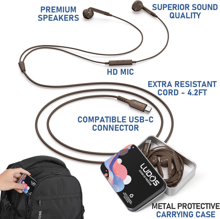 LUDOS FEROX USB C Kopfhörer, 5 Jahre Garantie für iPhone 16 15 Pro Max Plus Samsung Galaxy S24 S23 U