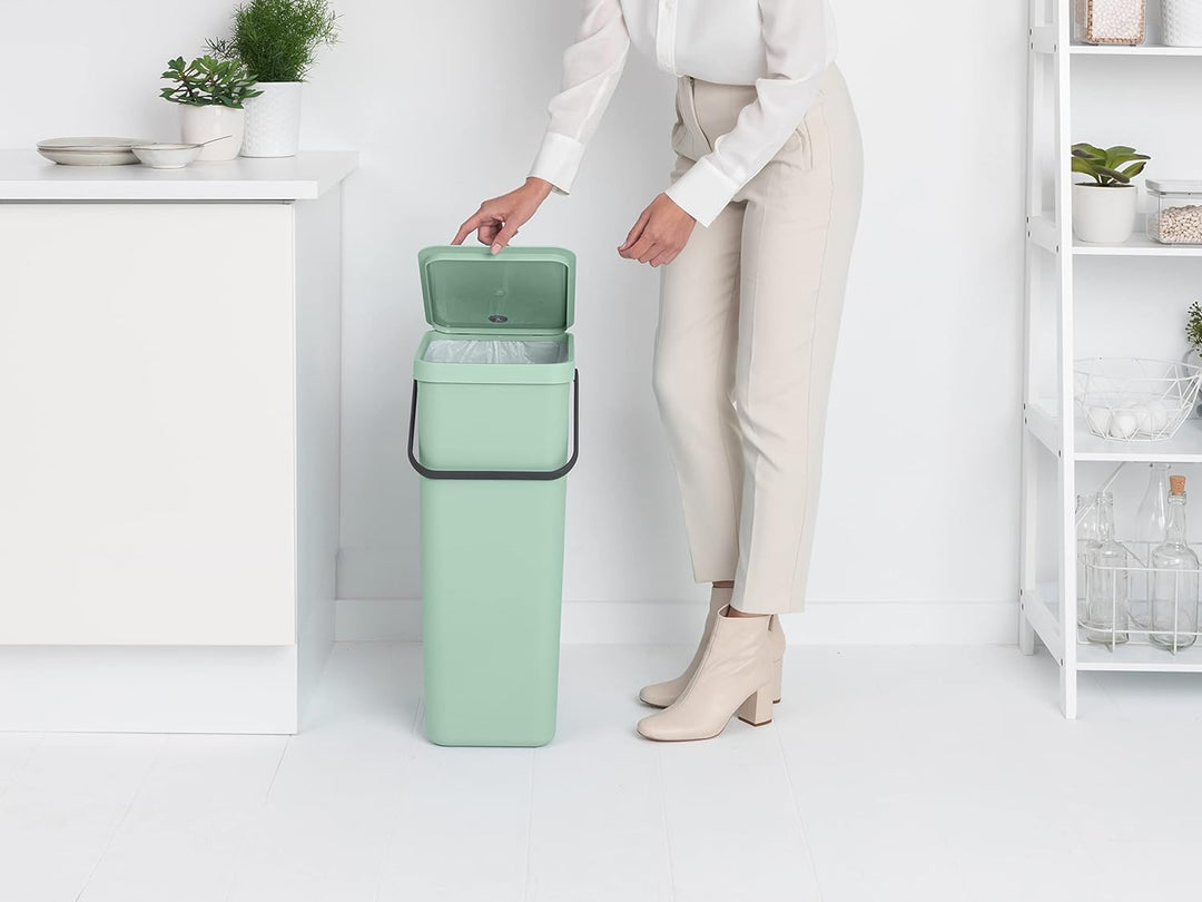 Brabantia - Sort & Go Abfallbehälter 40L - Grosser Recyclingbehälter für die Küche - Tragegriff - Pf
