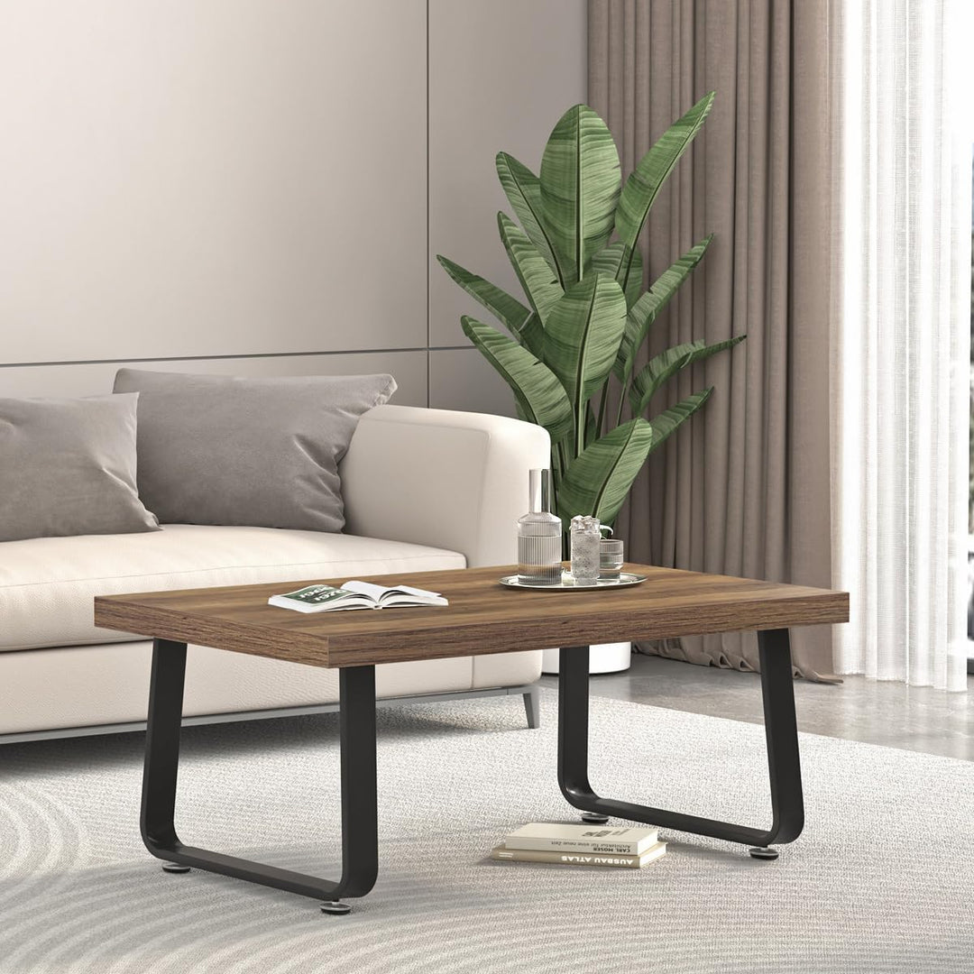 HSH Couchtisch Holz Vintage Design Wohnzimmertisch aus Holz und Metall Sofatisch Coffee Table Tisch