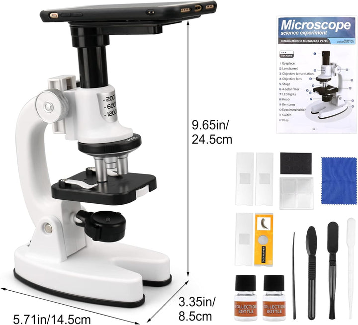 deAO Kinder-Mikroskop, Junior Einsteiger Mikroskop mit LED-Beleuchtung und Farbfilter mit 3-facher V