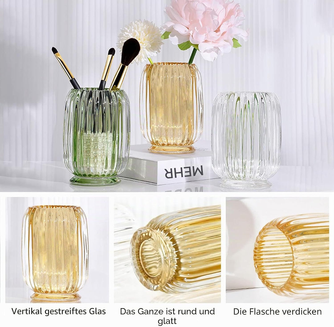 DASITON Make up Pinsel Aufbewahrung,Pinselhalter Kosmetik Aufbewahrung aus Glas,Kristall Pinselhalte