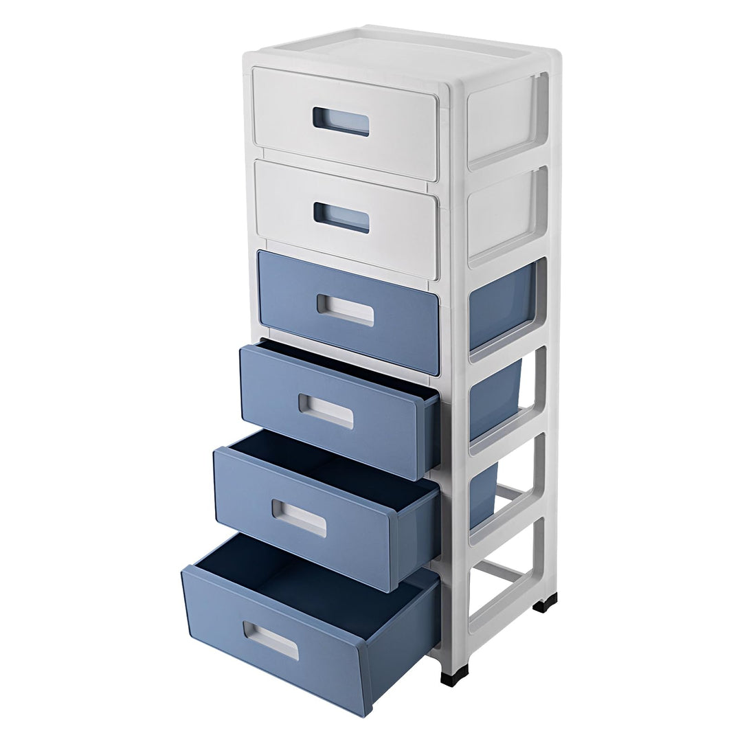 Schubladenschrank 6 Schubladen 35cm Breite｜Plastik Aufbewahrungsbox mit Rollen &amp; Griffen｜Stapelbarer