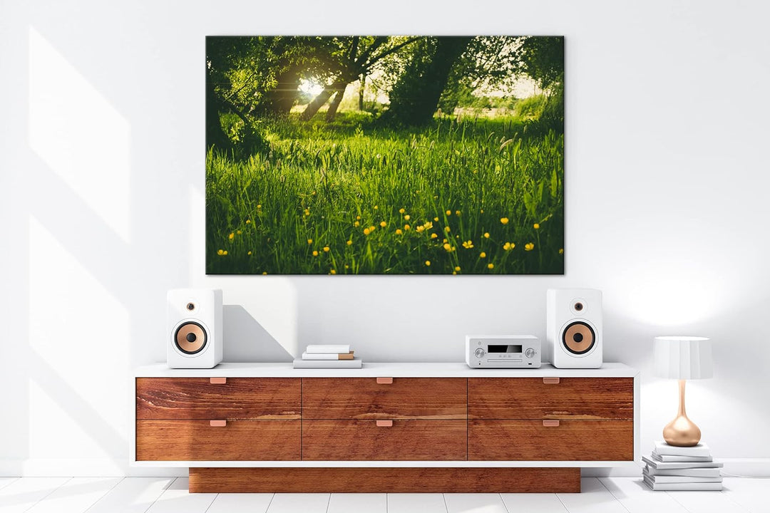 deyoli zauberhafte Butterblumen auf einer Wiese Format: 100x70 als Leinwand, Motiv fertig gerahmt au