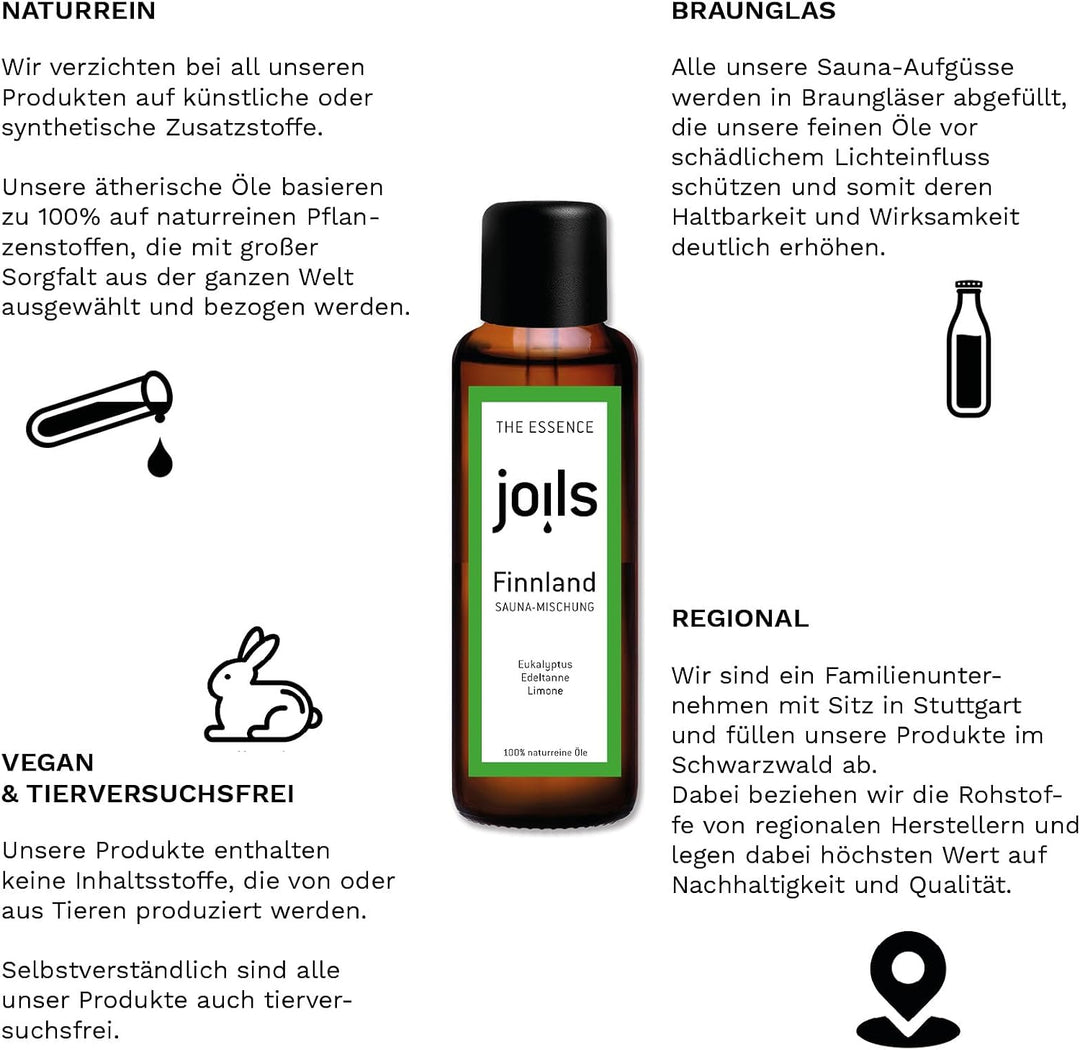 JOILS® Saunaaufguss Set II, naturrein, 3x50ml, 100% naturreines Öl für Ihre Sauna, Bio-Saunaöl im Ge