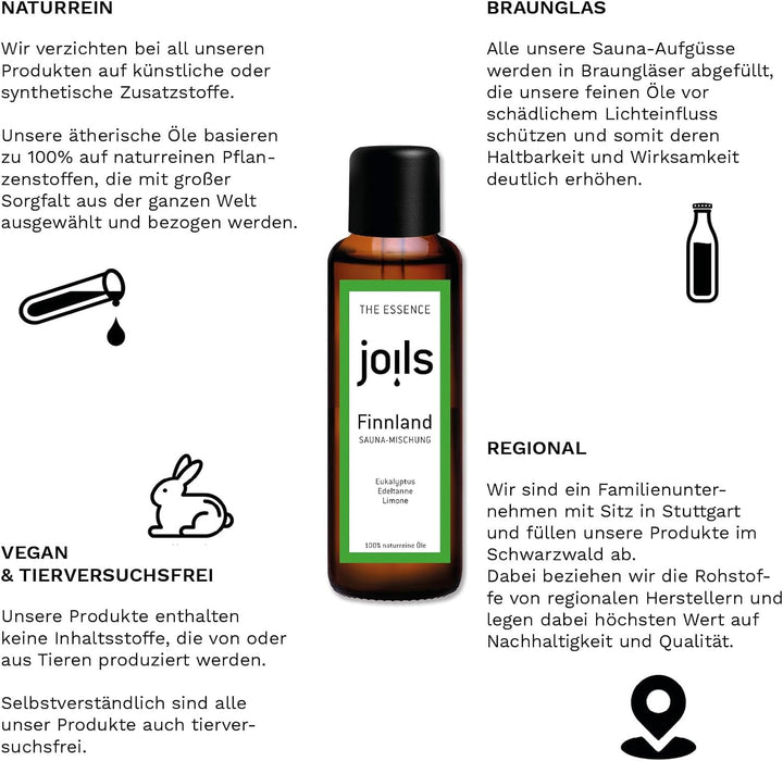 JOILS® Saunaaufguss Set II, naturrein, 3x50ml, 100% naturreines Öl für Ihre Sauna, Bio-Saunaöl im Ge