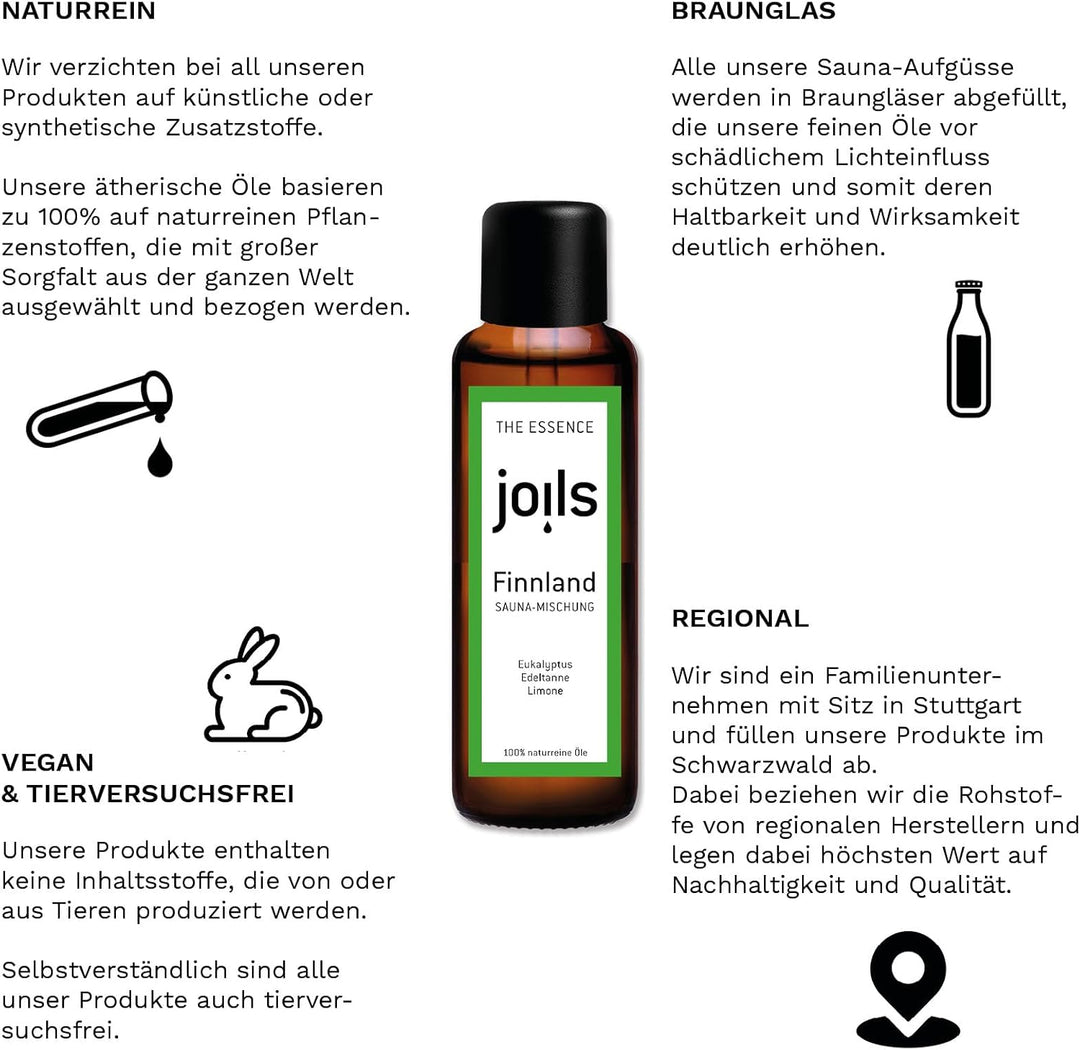 JOILS® Saunaaufguss Set II, naturrein, 3x100ml, 100% naturreines Öl für Ihre Sauna, Bio-Saunaöl im G