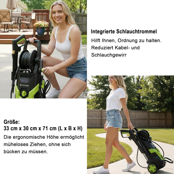 Hochdruckreiniger, Druck: max. 145 bar, 6-in-1-Düse, Fördermenge: 420 l/h, Flächenleistung: 50 m²/h,