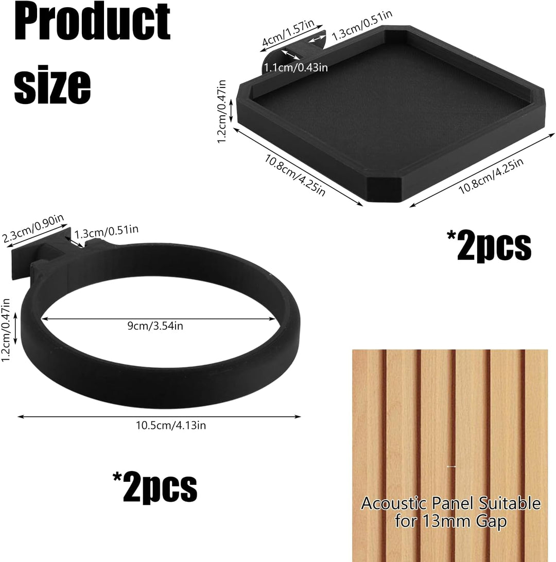 4 Stück Pflanzenhalter für Akustikplatten 2 Quadratische Akustikplatten-Zubehörteile und 2 Durchbroc